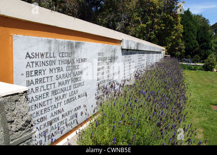Le tremblement de terre de 1931 dans l'île du parc Memorial cemetery, Napier, Hawkes Bay, Nouvelle-Zélande Banque D'Images