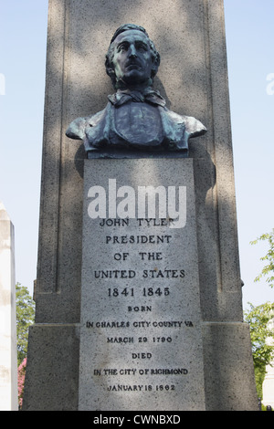 Le président John Tyler's tombe du cimetière d'Hollywood à Richmond, Virginie, USA Banque D'Images