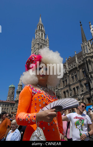 La Marienplatz, Munich, Christopher Street Day, Gay Parade, Bavaria, Germany, Europe Banque D'Images