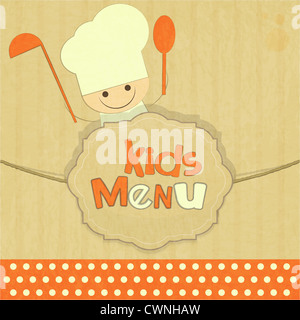 Conception de menu enfant avec smiling chefs en style Retro - illustration Banque D'Images