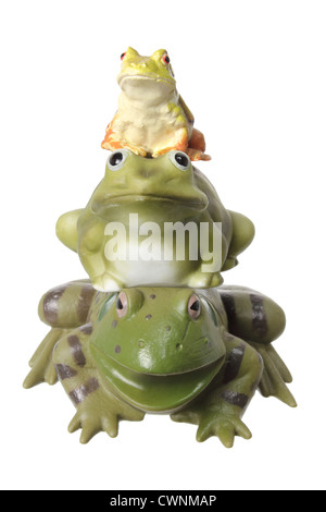 Pile de grenouilles jouet miniature Banque D'Images