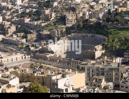 Théâtre romain d'Amman Jordanie vu de la citadelle Banque D'Images