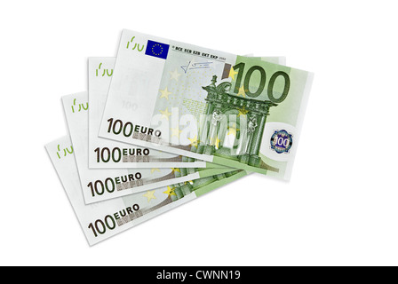 4 100 billets en euros, 400 Euros, quatre cents Euro, monnaie européenne, isolé sur fond blanc 100 % Banque D'Images