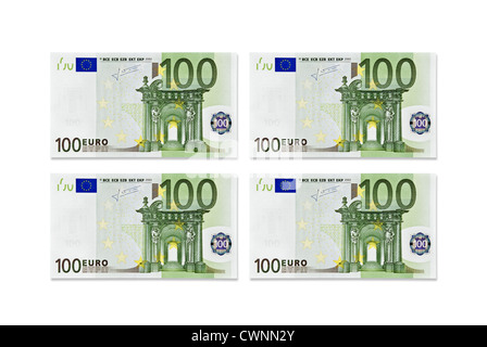4 100 billets en euros, 400 Euros, quatre cents Euro, monnaie européenne, isolé sur fond blanc 100 % Banque D'Images