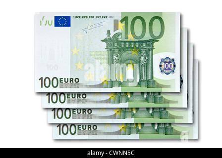 4 100 billets en euros, 400 Euros, quatre cents Euro, monnaie européenne, isolé sur fond blanc 100 % Banque D'Images