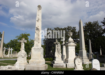 Cimetière d'Hollywood à Richmond, en Virginie. Le président James Madison et John Tyler's lieu d'enterrement. Jefferson Davis de sépulture. Banque D'Images