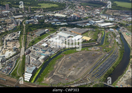 Vue aérienne des unités industrielles Stratford à côté du parc olympique 2012 Stratford London UK. 22 juin 2007. Banque D'Images