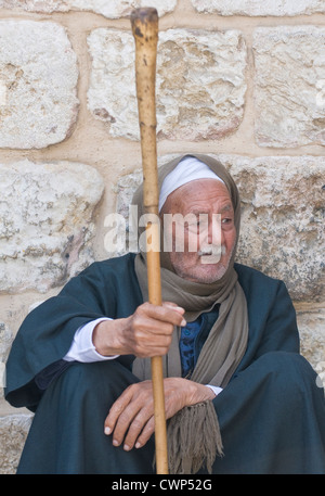 Copte égyptien pilgrim visitez l'église du Saint-Sépulcre à Jérusalem Israël à Pâques Banque D'Images