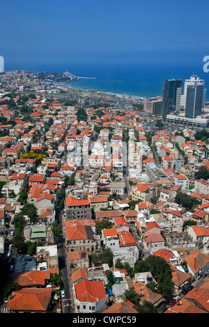 Moyen Orient. Israël. Tel Aviv. Vue aérienne de la ville et sur la mer Méditerranée. Banque D'Images