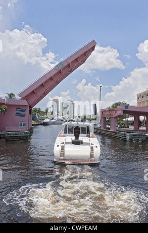 Andrews Avenue Pont sur la New River, Fort Lauderdale, Floride. Banque D'Images