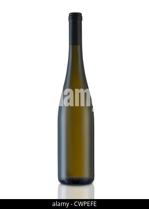 Bouteille de vin blanc isolé sur fond blanc réfléchissant Banque D'Images