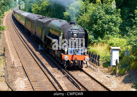 Nouvelle construction d'une locomotive à vapeur1 Classe No 60163 'Tornado' à la vitesse passant St Croix, Winchester, Hampshire 26 juillet 2012. Banque D'Images