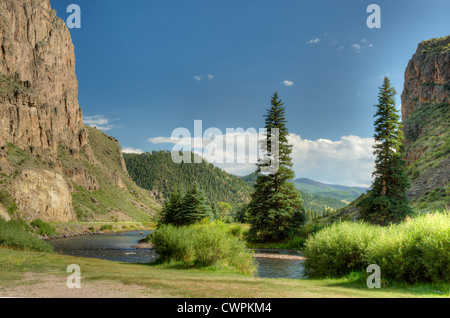 Le Rio Grande coule à travers Wagon Wheel Gap près de Creede, Colorado Banque D'Images