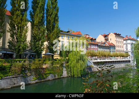 Rivière Ljubljana,à Ljubljana, capitale de la Slovénie Banque D'Images