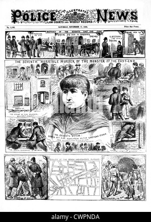 Jack the Ripper, Mary Jane Kelly, la Police News, du 17 novembre 1888, Front Page de déclarer sa cinquième et dernière victime du tristement célèbre tueur en série de l'époque victorienne Banque D'Images