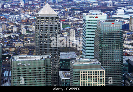 Vue aérienne de Canary Wharf, de l'Est Londres E14 Banque D'Images