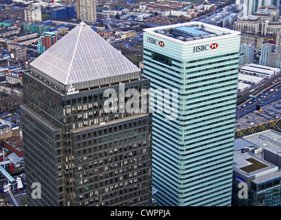 Vue aérienne de Canary Wharf, de l'Est Londres E14 Banque D'Images