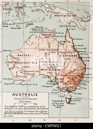 Carte ancienne de l'Australie Banque D'Images