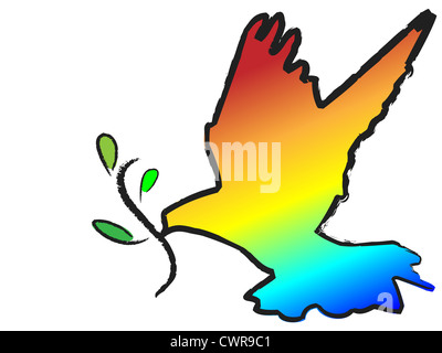 Coloré vecteur colombe avec rameau d'symbol on white Banque D'Images