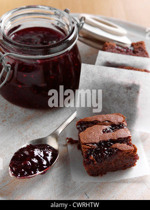 Brownies avec de la confiture Banque D'Images