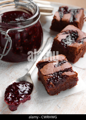 Brownies avec de la confiture Banque D'Images