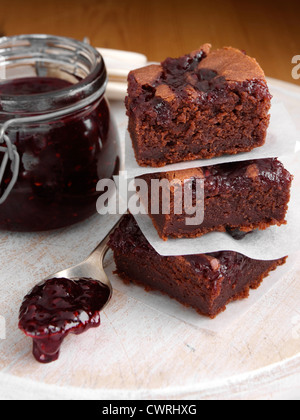 Brownies avec de la confiture Banque D'Images