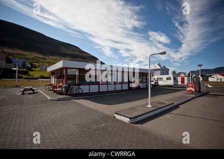 Station service à la campagne d'Islande, région Westfjords, Europe Banque D'Images