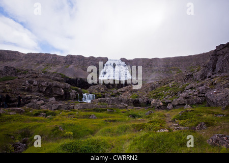 Dynjandi (savez également comme Fjallfoss) cascade dans le nord de l'Islande, région Westfjords, Europe Banque D'Images