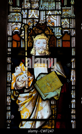 Le roi Henry VI vitrail, Église Saint Jean-Baptiste, Thorpe Mandeville, Northamptonshire, Angleterre Banque D'Images