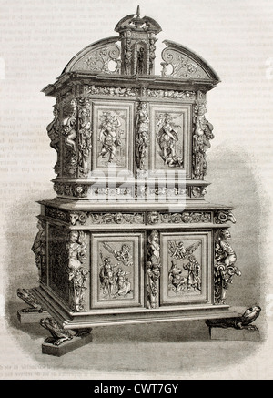 Armoire antique dans la Salle Henri II, musée du Louvre Banque D'Images