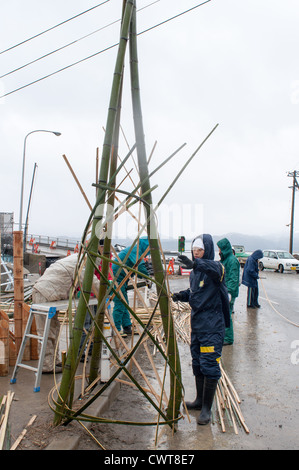 Onosaki, Ishinomaki, au Japon. Le village de pêcheurs a été complètement détruit par le tremblement de terre de Tohoku et le tsunami. Banque D'Images