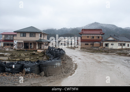 Ishinomaki, un an après le terrible tremblement de terre de Tohoku et tsunamis ruiné une grande partie du Japon. Banque D'Images