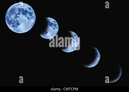 Phases de la lune bleue Banque D'Images