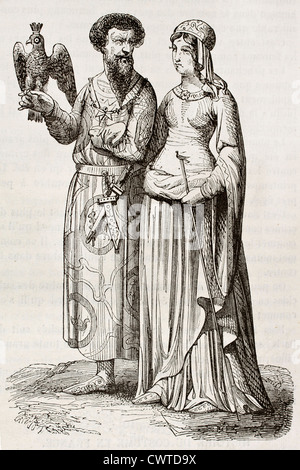 Noble dame et médiévale Banque D'Images