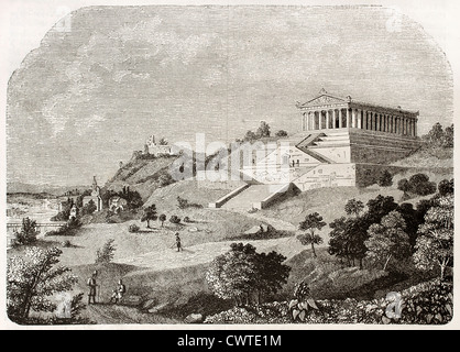 Walhalla temple, vieille illustration Banque D'Images