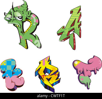 Lettres inital Grafiti. Vector set Banque D'Images