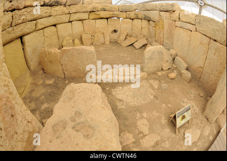 Le temple mégalithique préhistorique à Hagar Qim, Malte Banque D'Images