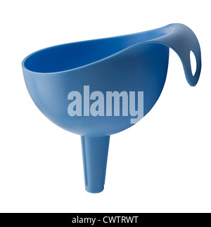 Entonnoir en plastique bleu isolated on white Banque D'Images