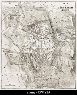 Carte ancienne de Jérusalem Banque D'Images