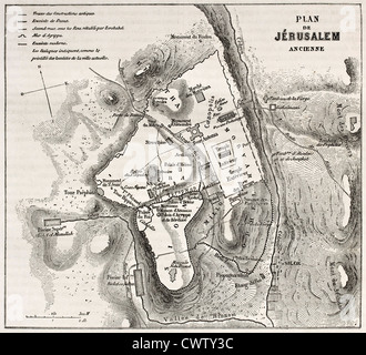 Ancien plan de Jérusalem Banque D'Images