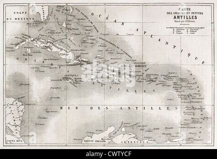 Antilles néerlandaises carte ancienne Banque D'Images