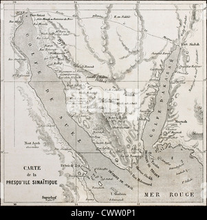 Ancienne carte de la péninsule du Sinaï Banque D'Images