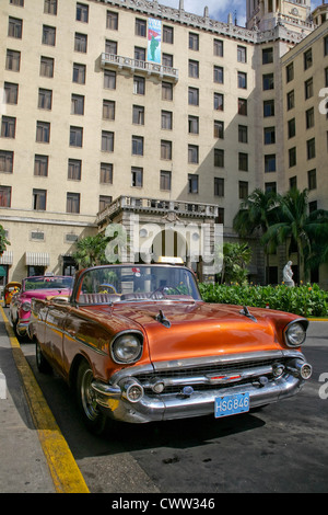 Entrée de l'hôtel Nacional de Cuba, Vedado, Plaza, Ciudad de la Habana, La Havane, Cuba Banque D'Images