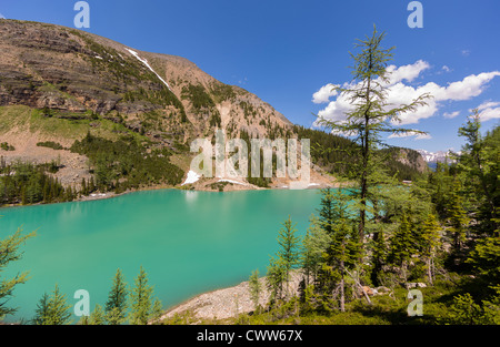 L'ALBERTA, CANADA - lac Agnès, un lac glaciaire dans le parc national de Banff. Banque D'Images