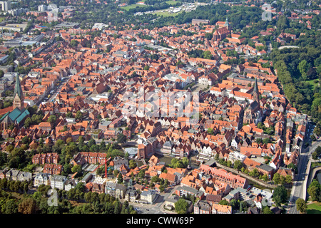 Photo aérienne de la vieille ville, Lunebourg, Basse-Saxe, Allemagne Banque D'Images