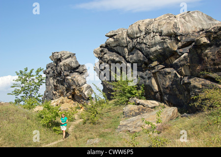 Teufelsmauer (Devil's wall) près de Weddersleben, Harz, Saxe-Anhalt, Allemagne Banque D'Images