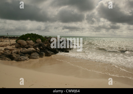 Vagues se briser sur les roches Océan surf art dans notre Lucaya Freeport Bahamas Grand Bahama resort Banque D'Images