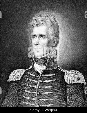 Andrew Jackson (1767-1845) sur gravure de 1859. 7e président des États-Unis au cours de 1829-1837. Banque D'Images