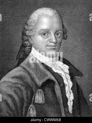 Gotthold Ephraim Lessing (1729-1781) sur gravure de 1859. L'écrivain allemand, philosophe, dramaturge, publiciste et critique d'art. Banque D'Images