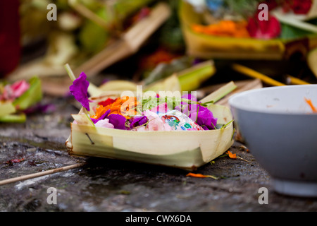 Bol offrande religieuse dans le Temple Tirtha Empul sur Bali Banque D'Images